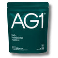 AG1 supplement package on a white background