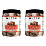 Two jars of Sanders Milk Chocolate Sea Salt Caramel Pecan Clusters on a white background