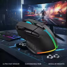 Wired Optical Gaming Mouse RGB Lighting Ergonomic High Precision Black Device